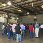 Alt fuel garage training 8-7-2019 Wally Dubno pointing out some of the safety features of the Rush Trucking Center CNG/LNG vehicle maintenance facility